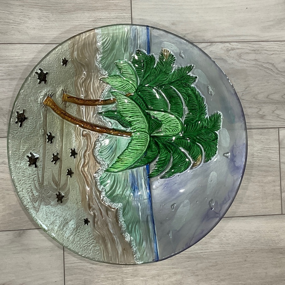 Tropical Palm Tree Glass Art Decor